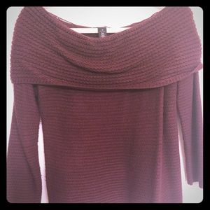 WHBM off shoulder Burgundy sweater Medium